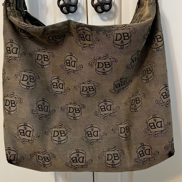 DOONEY&BOURKE SIGNATURE HOBO SHOULDER BAG LEATHER TRIM BROWN - Picture 4 of 11